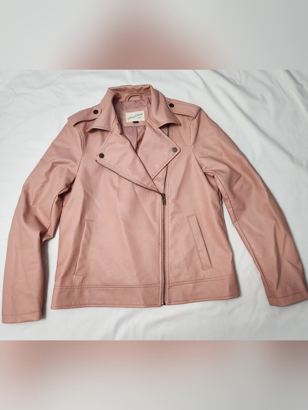 UNIVERSAL THREAD FAUX LEATHER MOTO JACKET COLOR PINK SIZE SMALL